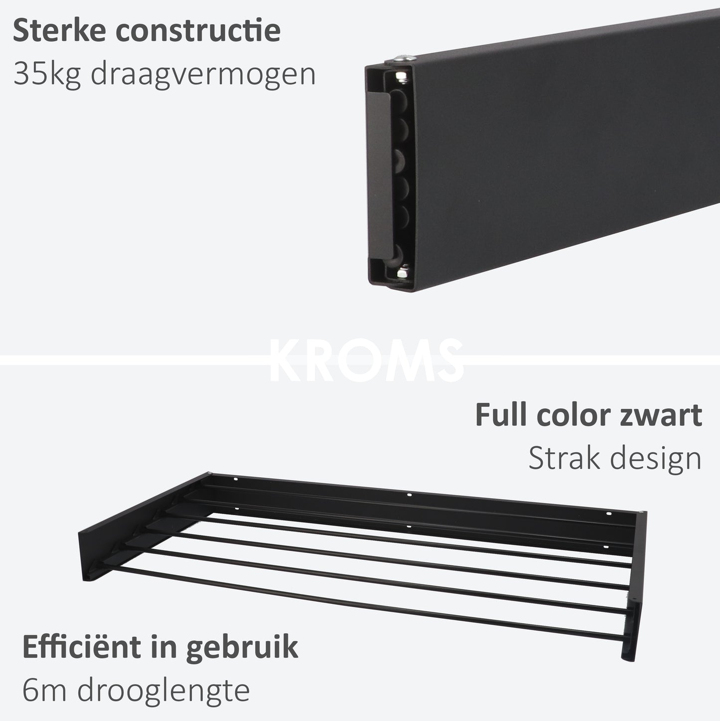 Wandwäscheständer XL Vollfarbe Schwarz 100 cm