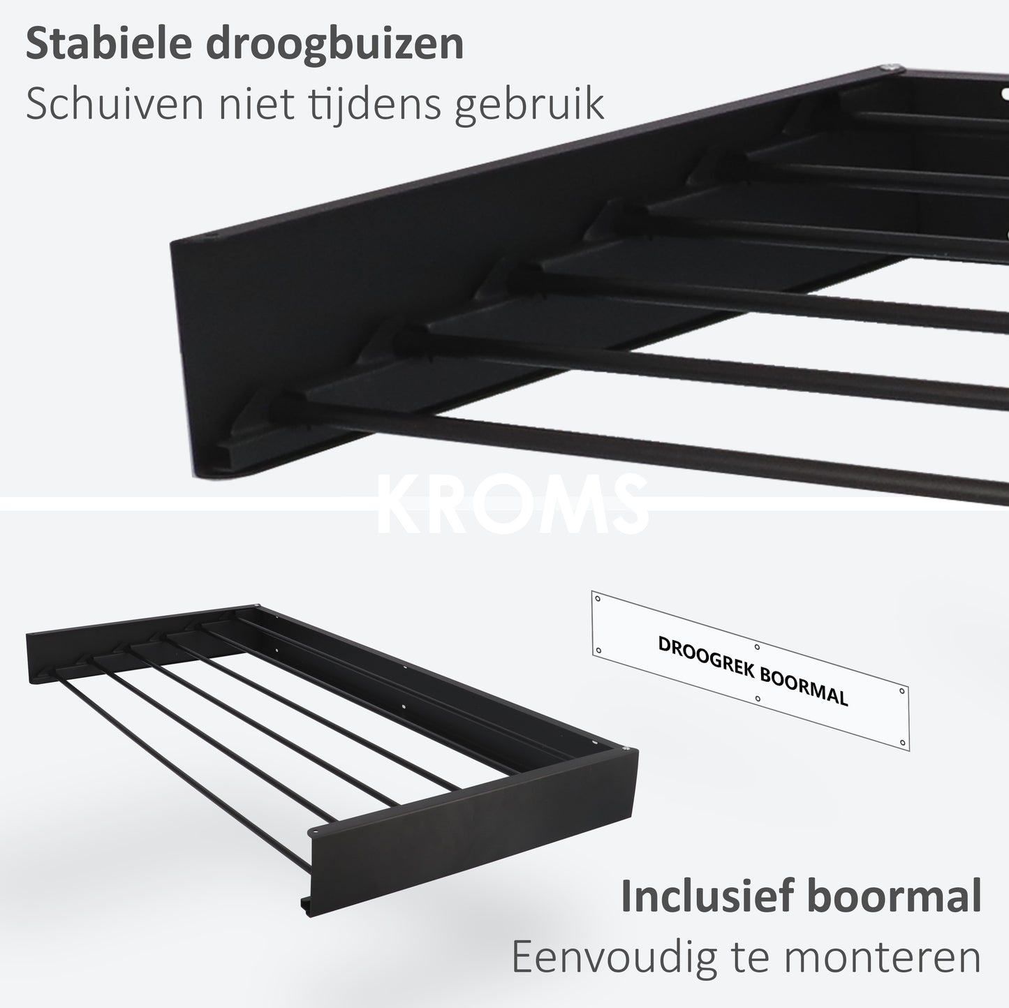 Wandwäscheständer XL Vollfarbe Schwarz 100 cm