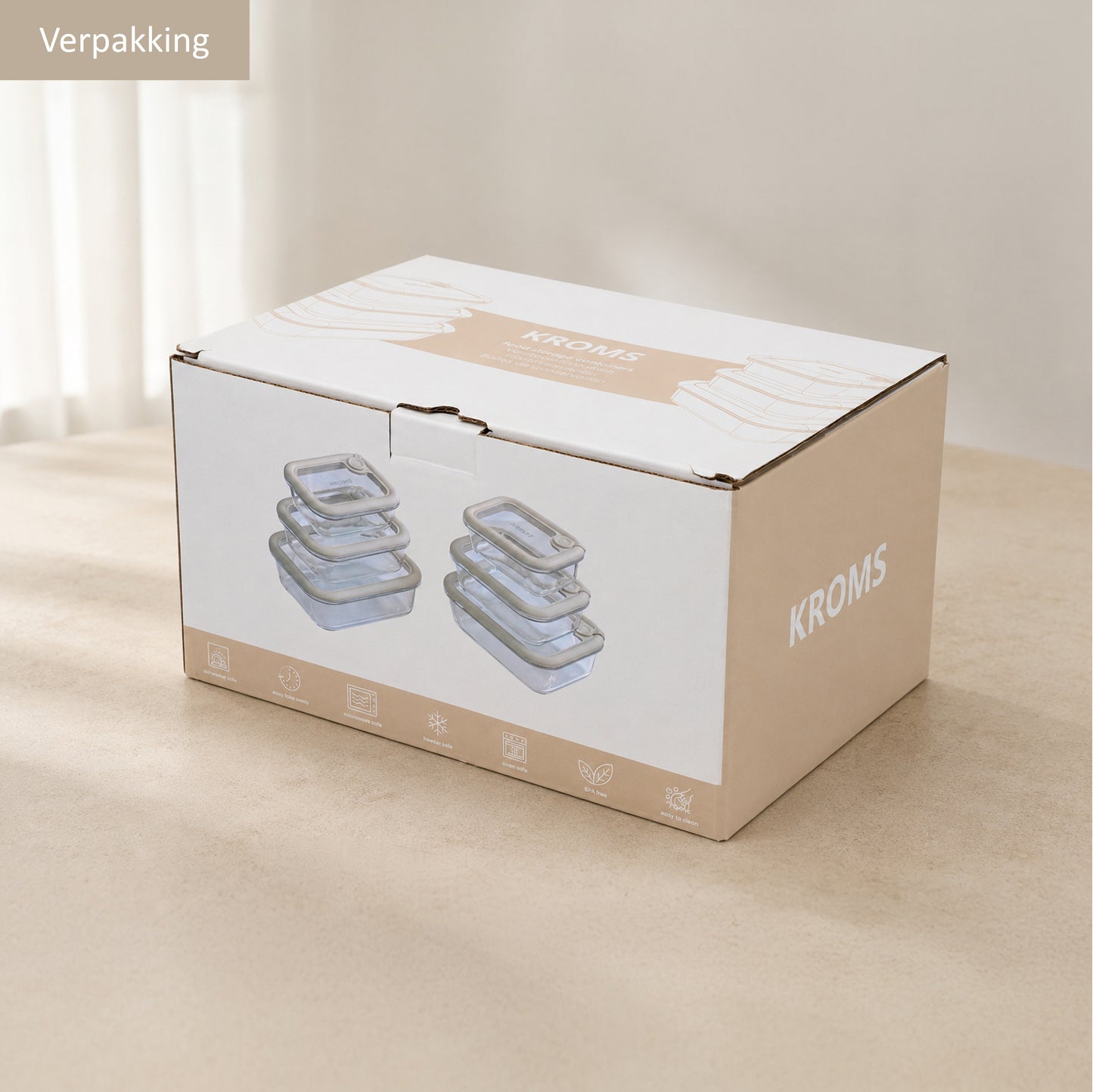 Glazen Voedsel containers 6 stuks