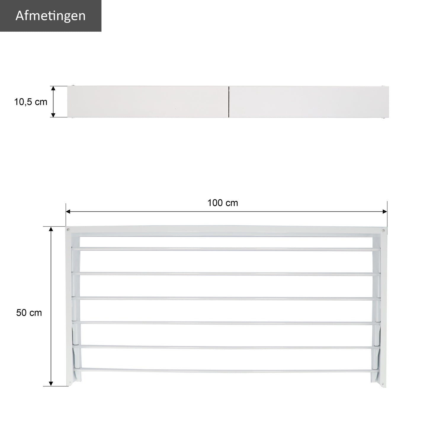 Wanddroogrek XL Full Color Wit 100 cm