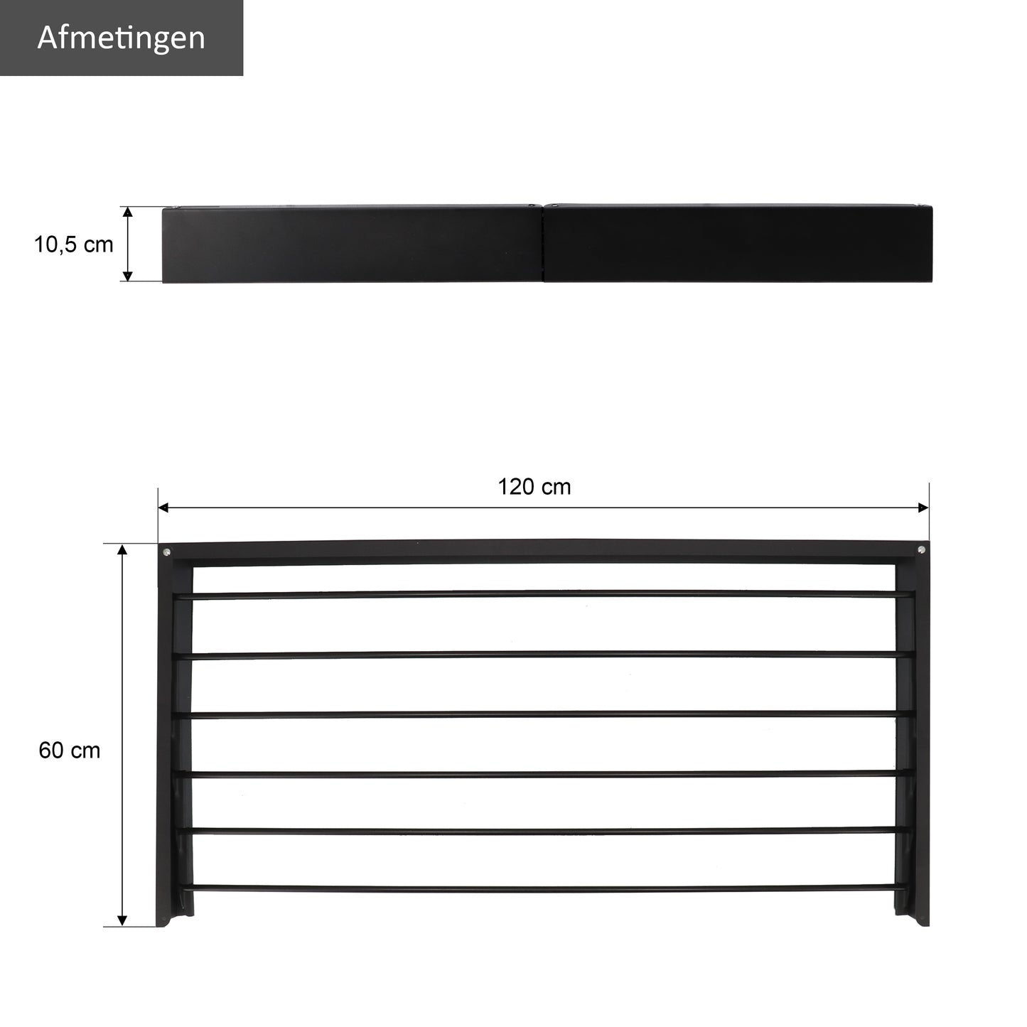 Wanddroogrek XXL Full Color Zwart 120 cm