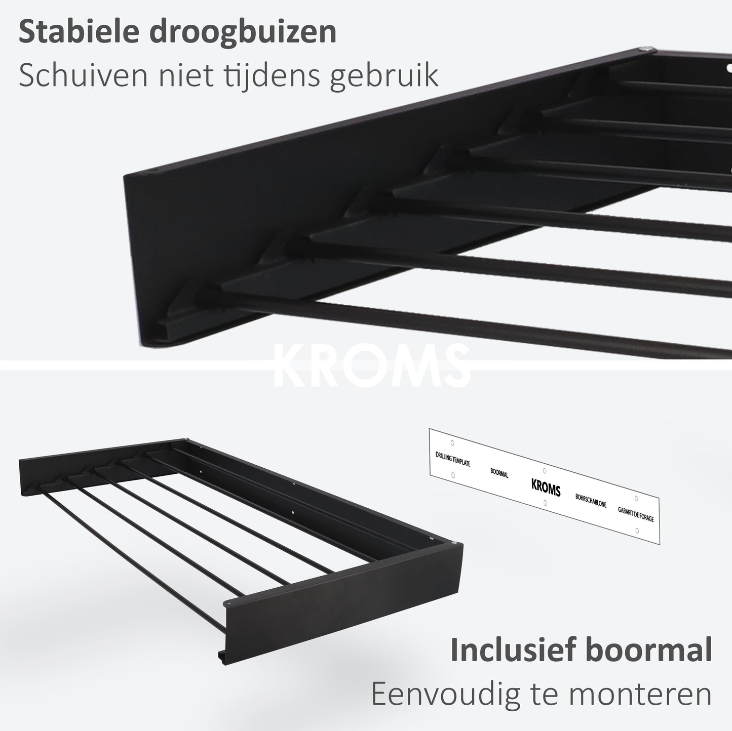 Wanddroogrek XL Full Color Zwart 100 cm