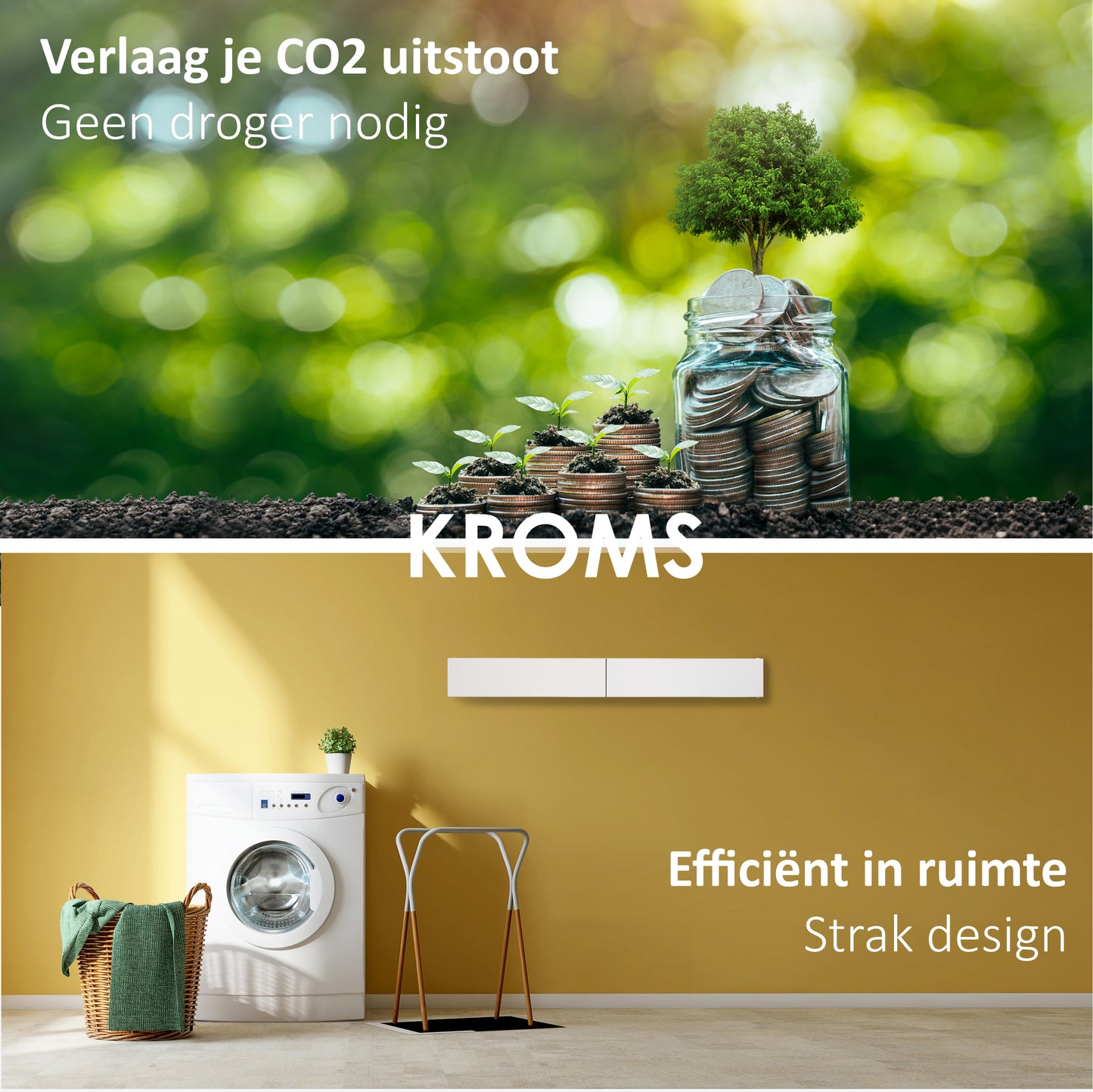 Wanddroogrek XXL Full Color Wit 120 cm