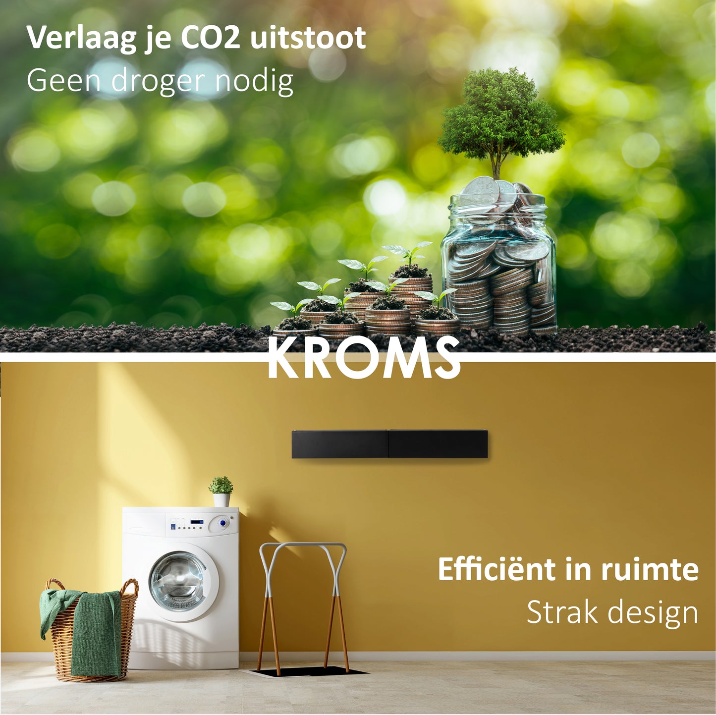 Wanddroogrek XXL Full Color Zwart 120 cm