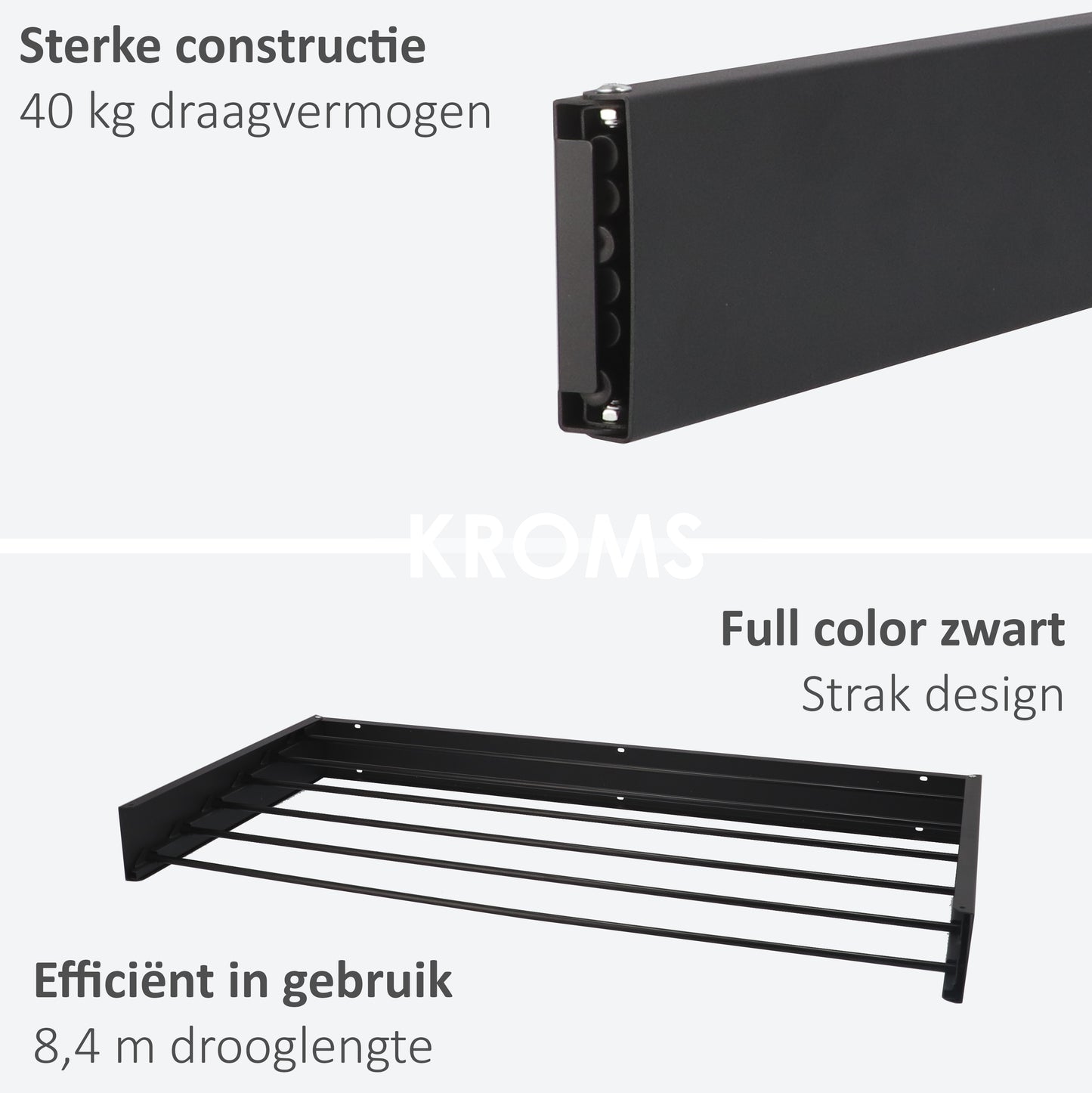 Wanddroogrek XXL Full Color Zwart 120 cm