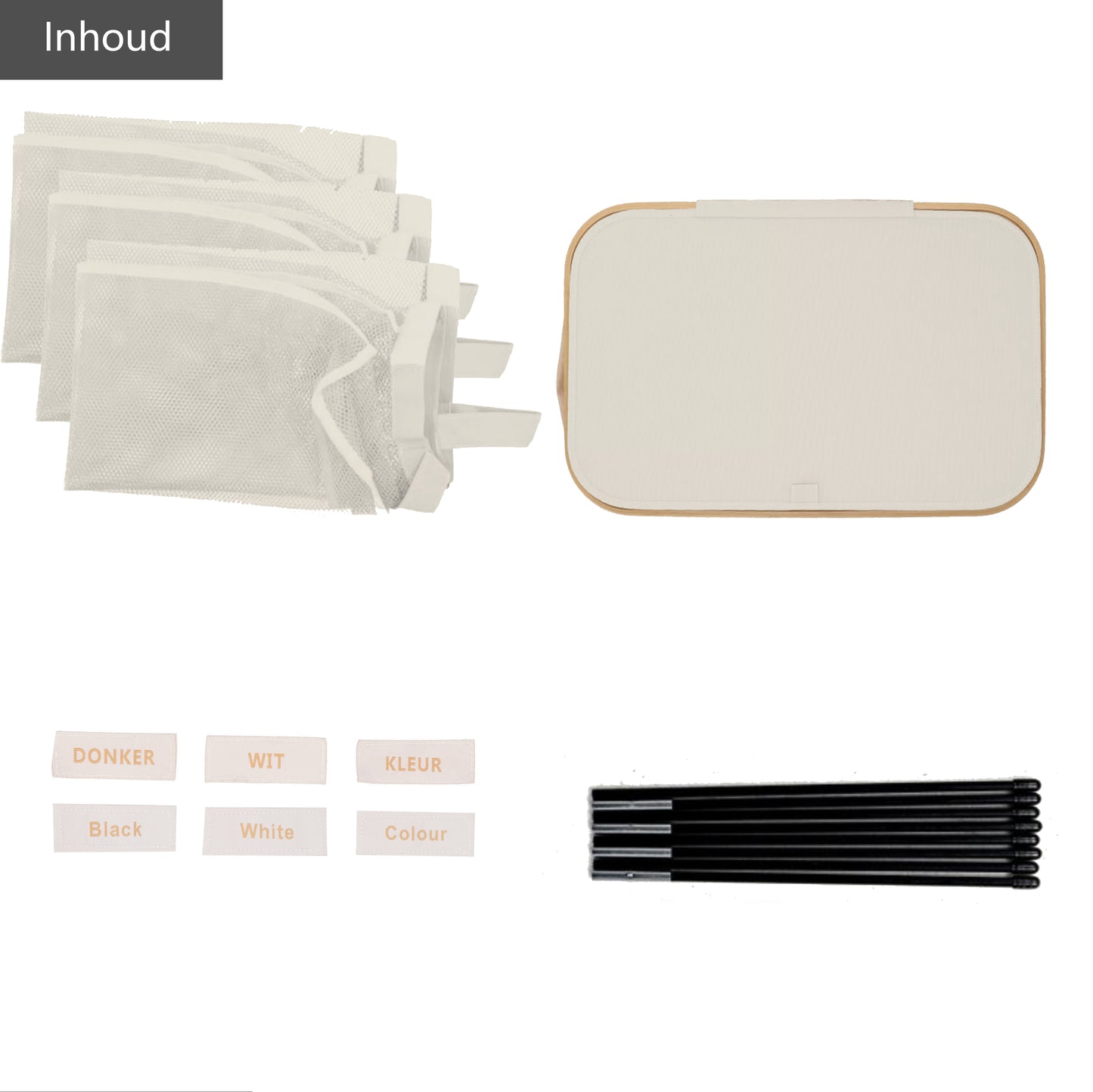 Wasmand Bamboe 3 vakken  Beige 145L