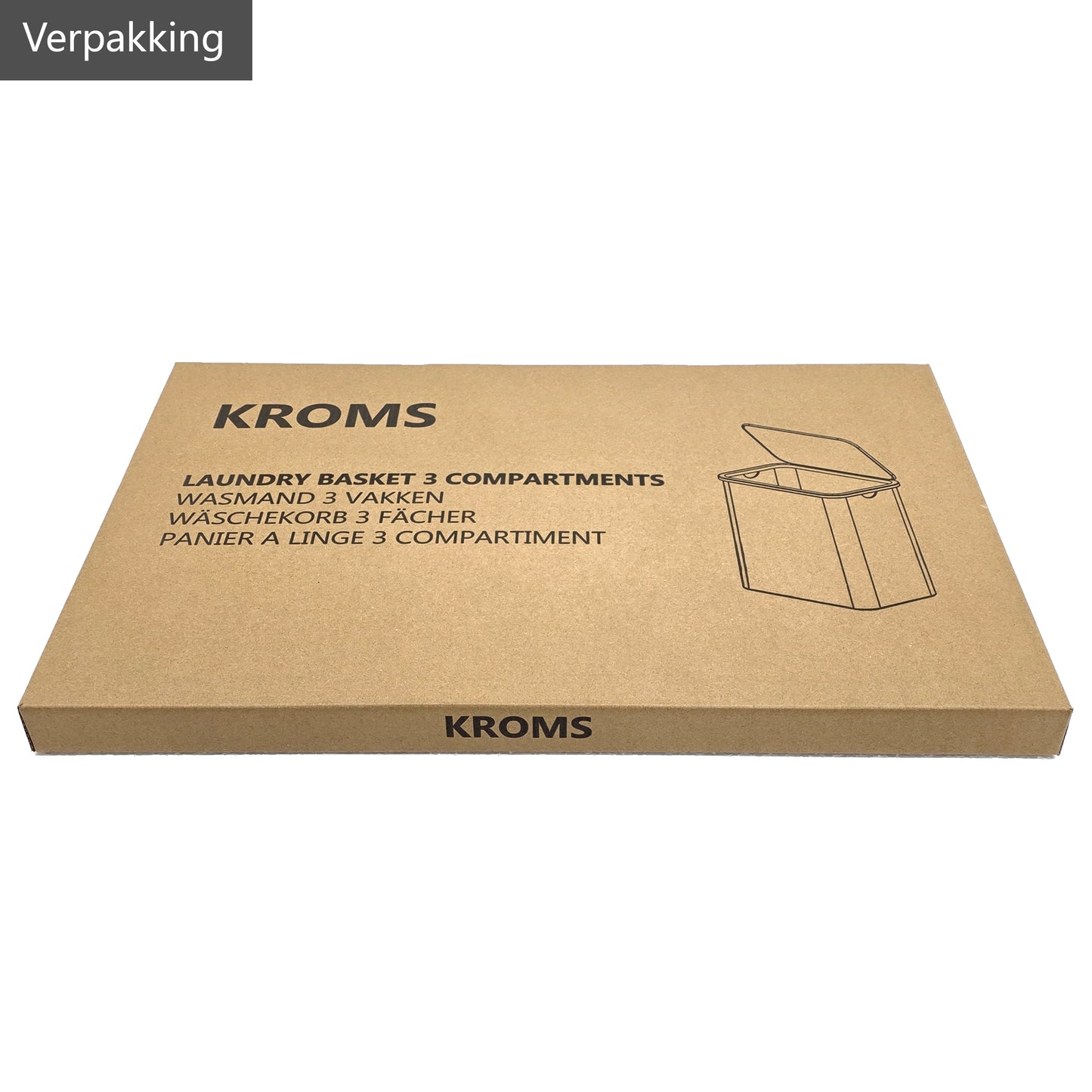 Wasmand Bamboe 3 vakken Beige 145L