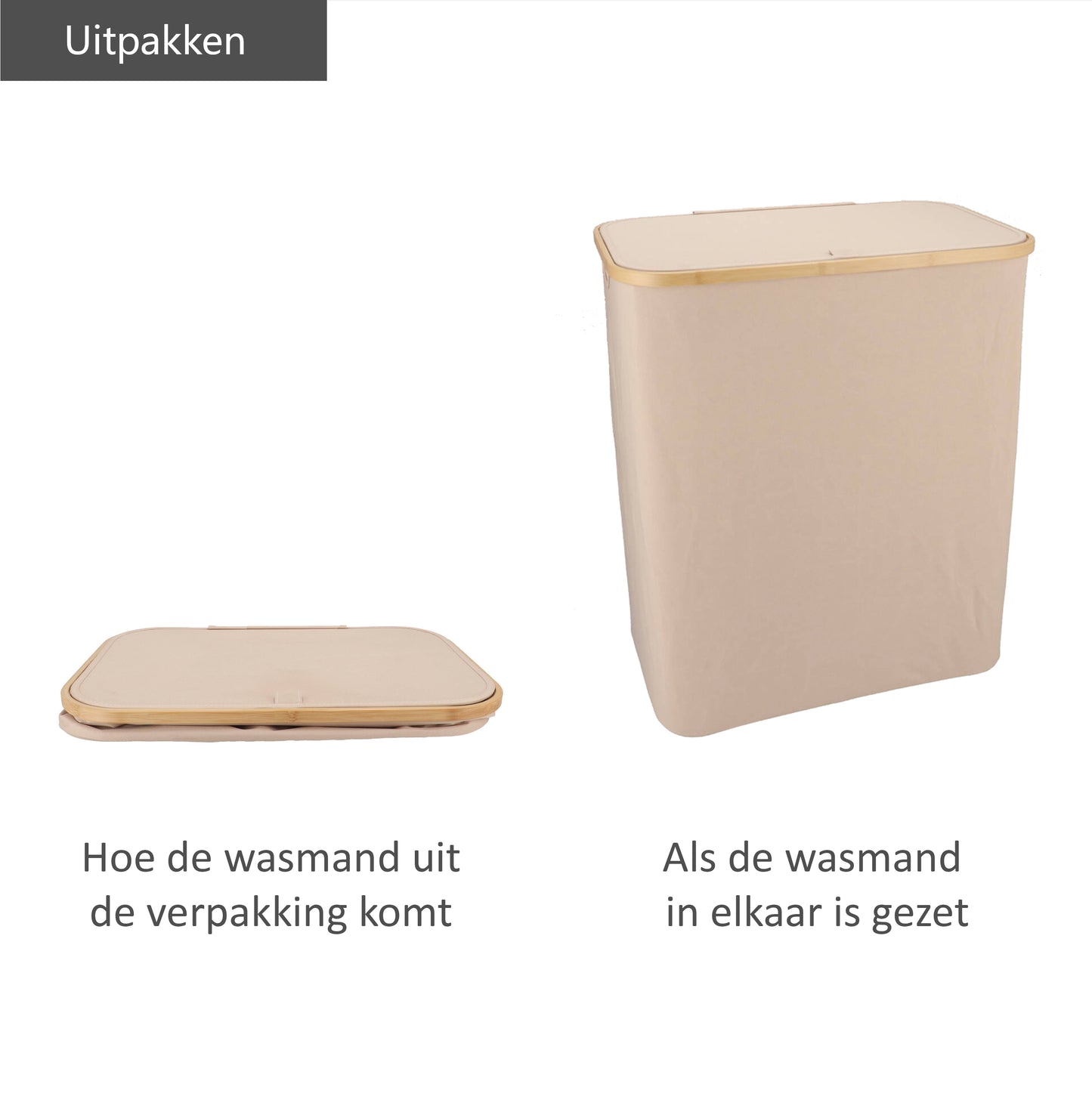 Wasmand Bamboe 3 vakken  Zand 145L