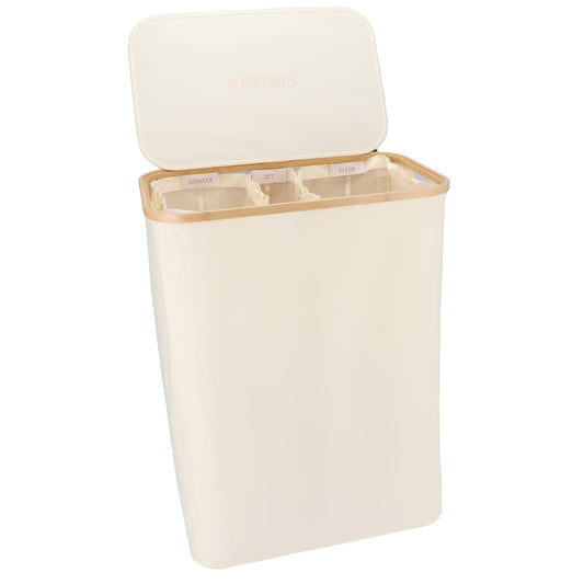 Wasmand Bamboe 3 vakken  Beige 160L