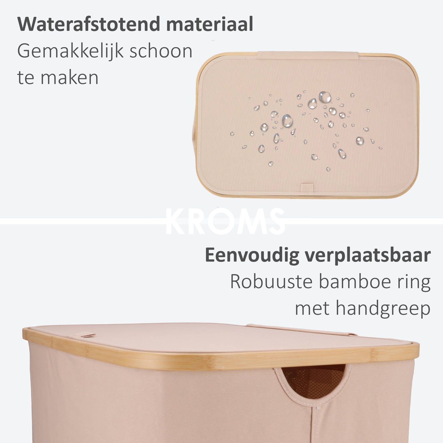 Wasmand Bamboe 3 vakken  Zand 160L