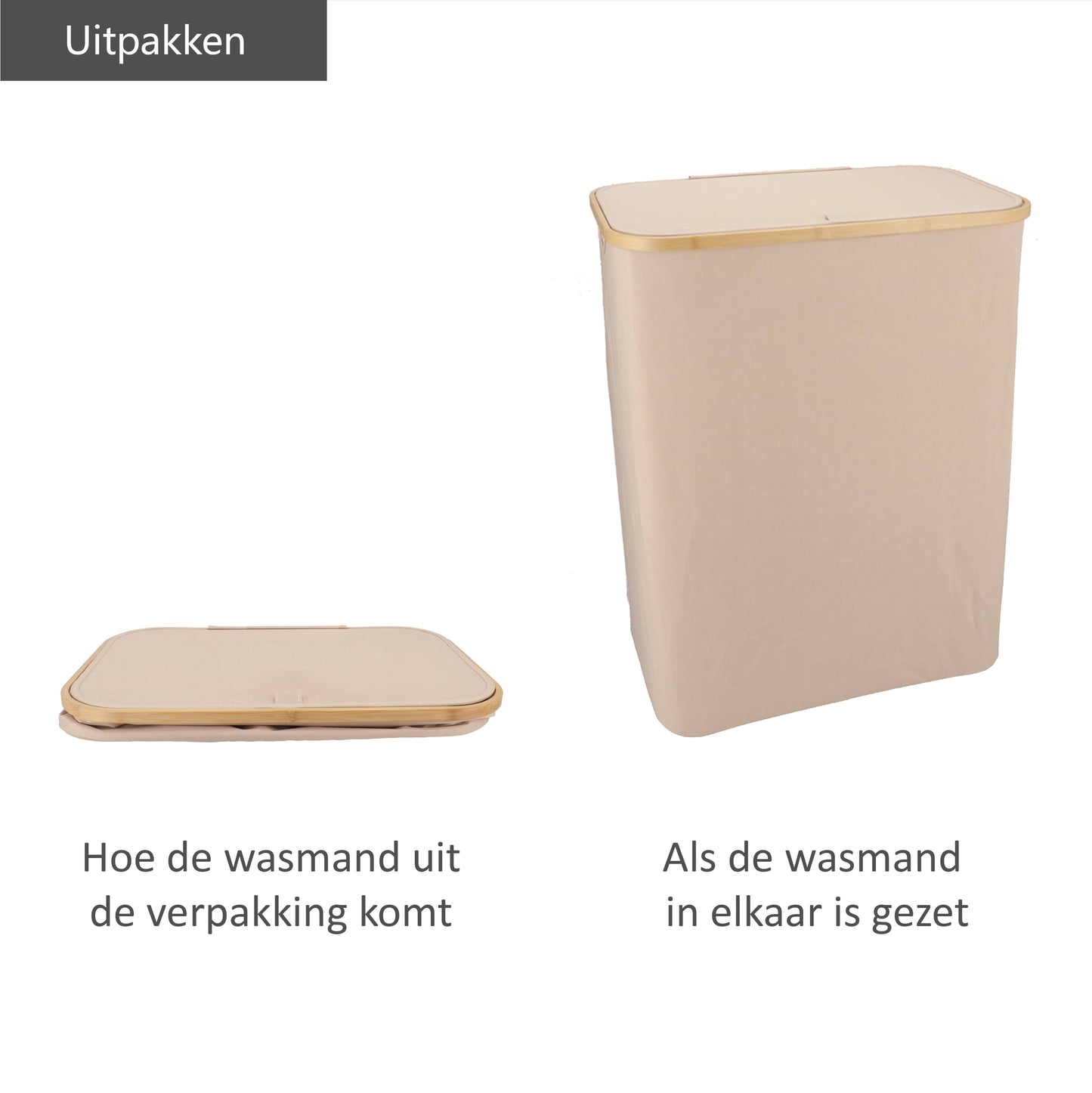 Wasmand Bamboe 3 vakken  Zand 160L