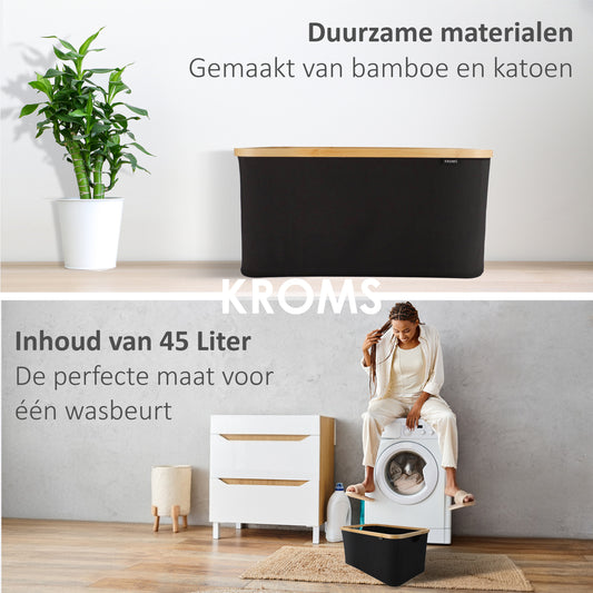 Wasmand opvouwbaar Zwart 45L