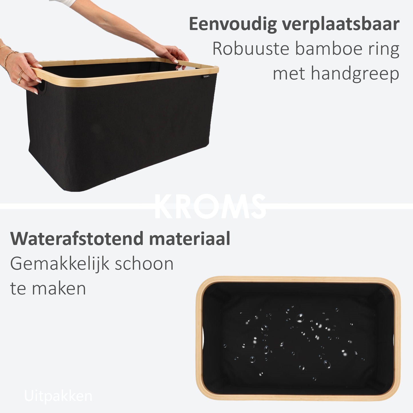 Wasmand opvouwbaar Zwart 45L
