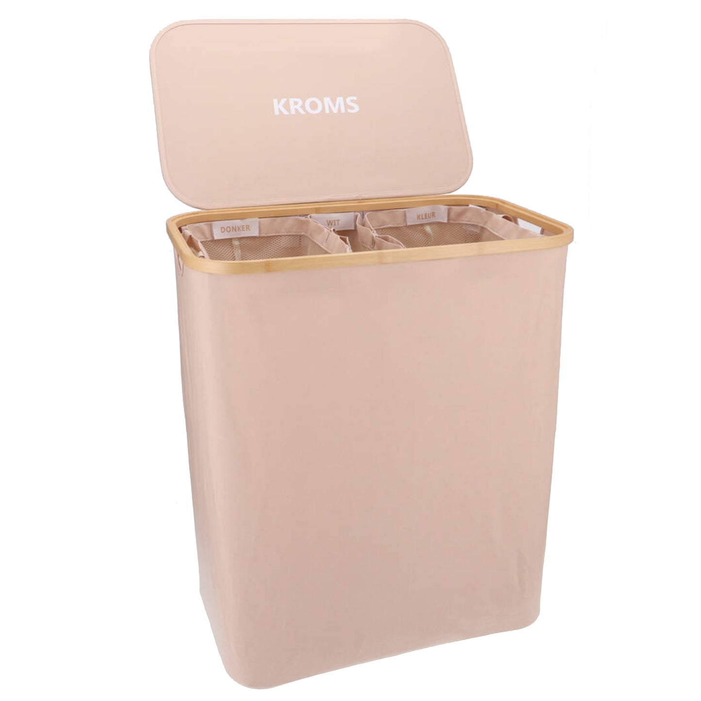 Wäschekorb Bambus 3 Fächer Sand 145L