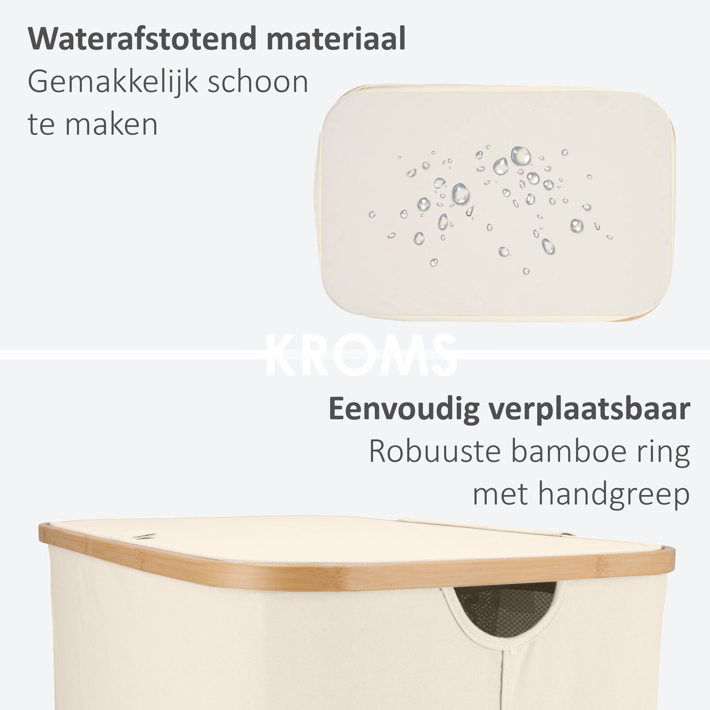 Wasmand Bamboe 3 vakken Beige 145L