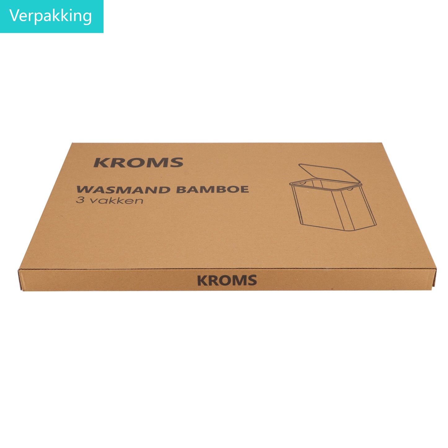 Wäschekorb Bambus 3 Fächer Sand 145L