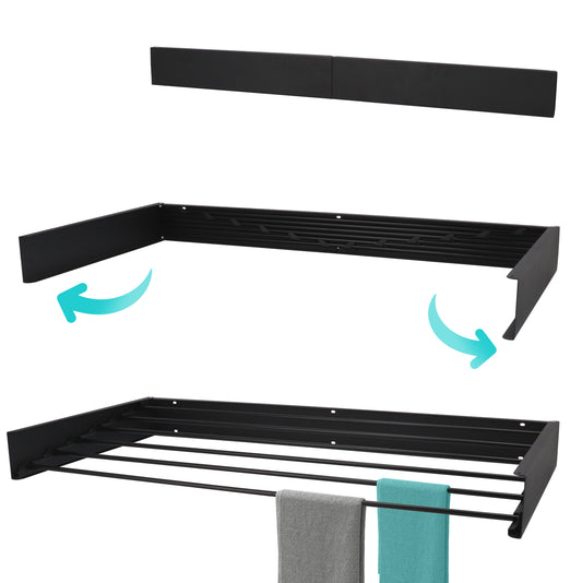 Wandwäscheständer XL Vollfarbe Schwarz 100 cm