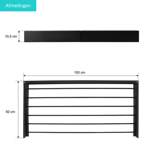Wandwäscheständer XL Vollfarbe Schwarz 100 cm
