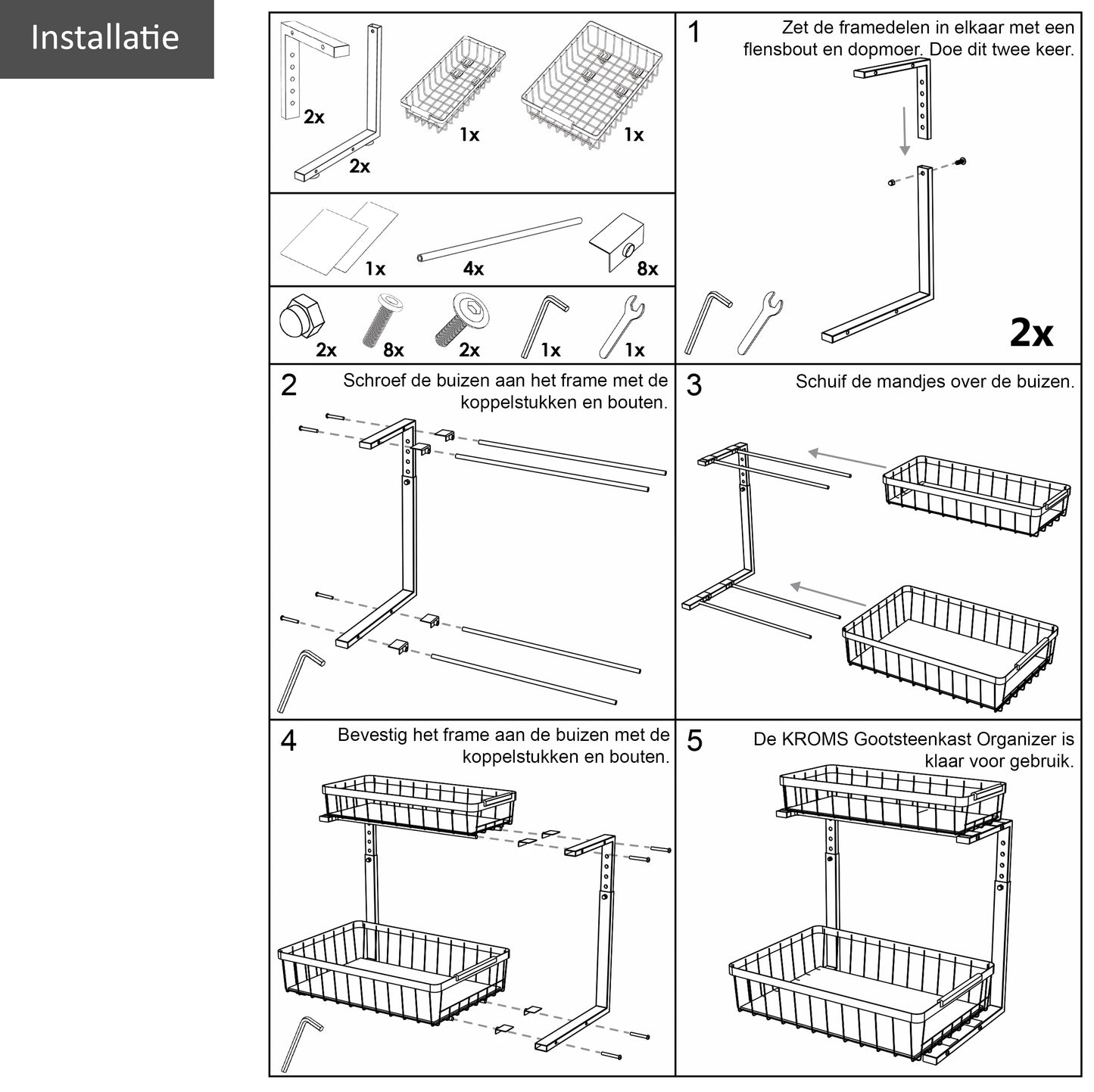 Gootsteenkast Organiser Maat M Wit