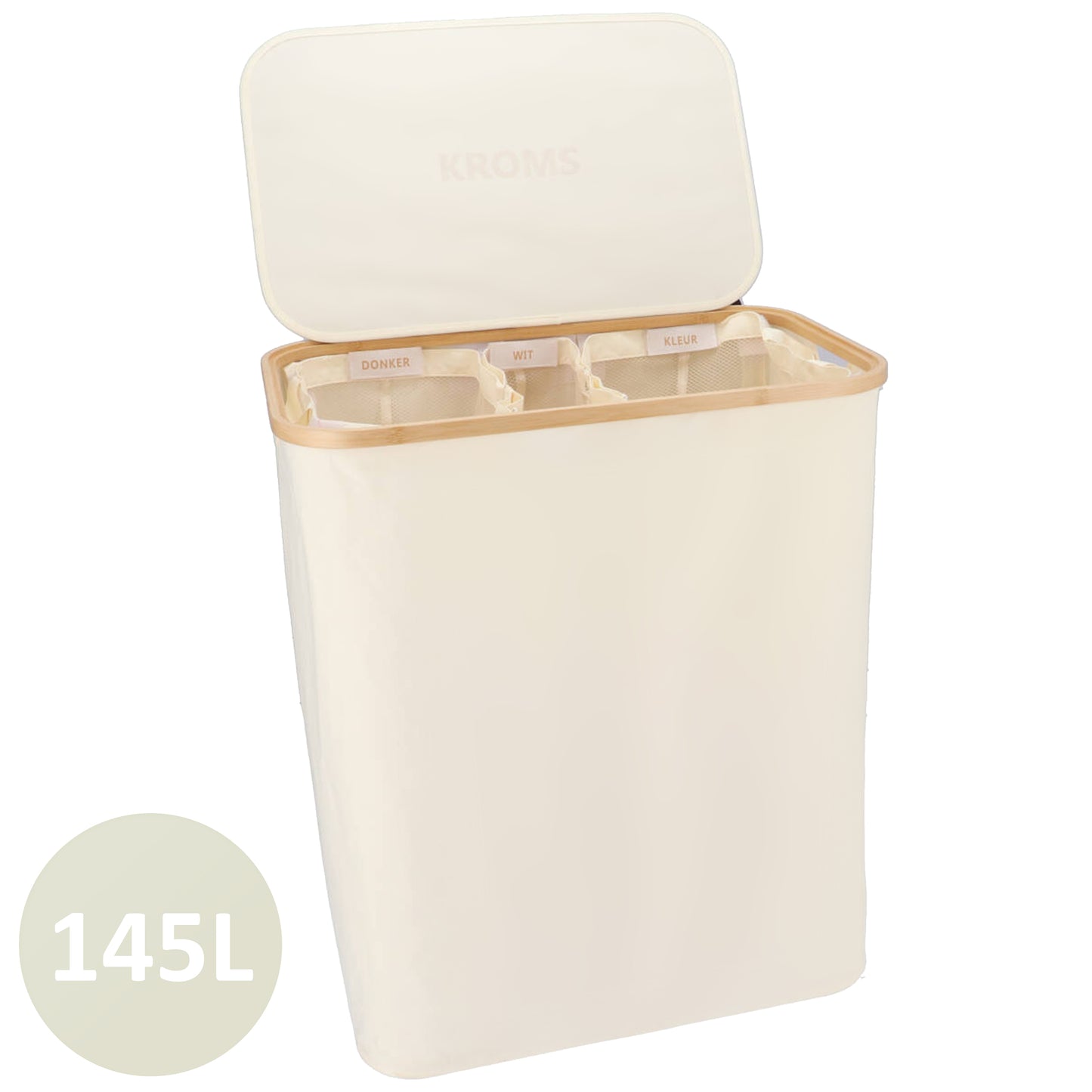 Wasmand Bamboe 3 vakken  Beige 145L