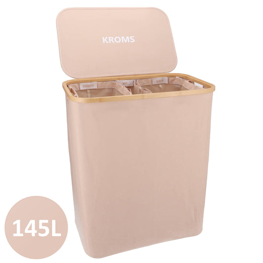 Wasmand Bamboe 3 vakken  Zand 145L