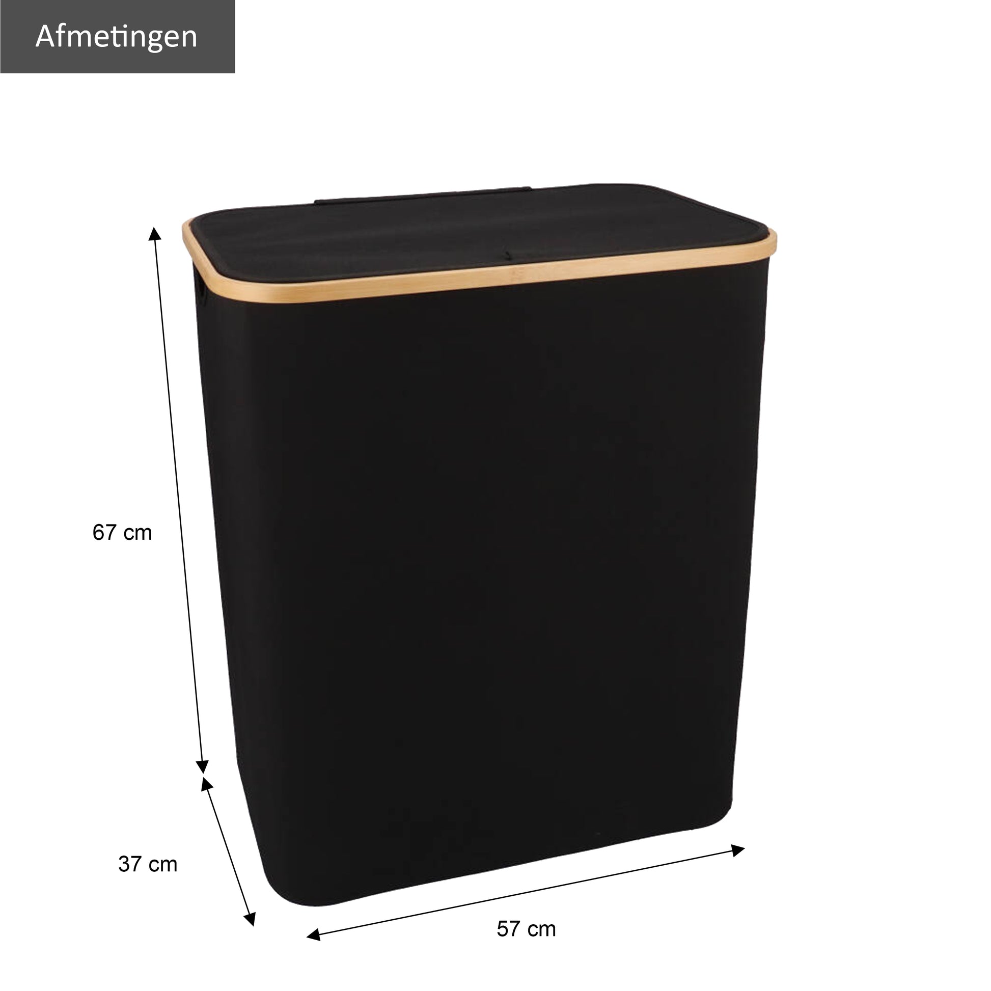 Mobiele wasmand - 4 vakken van elk 35 liter - 81 x 88 x 39 cm - zwart Mobiele wasmand - 4 vakken van elk 35 liter - 81 x 88 x 39 cm - zwart