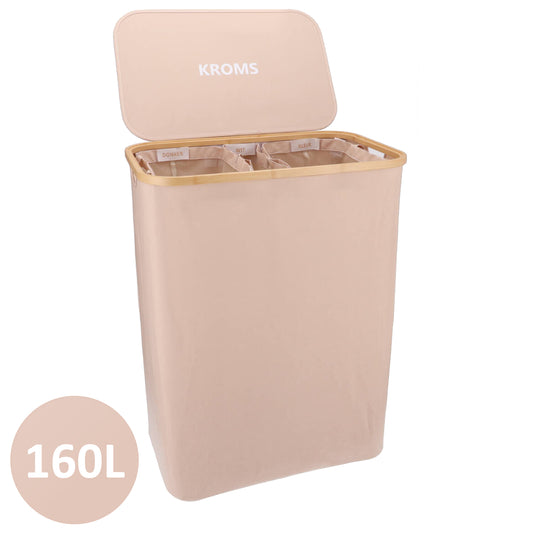 Wasmand Bamboe 3 vakken  Zand 160L