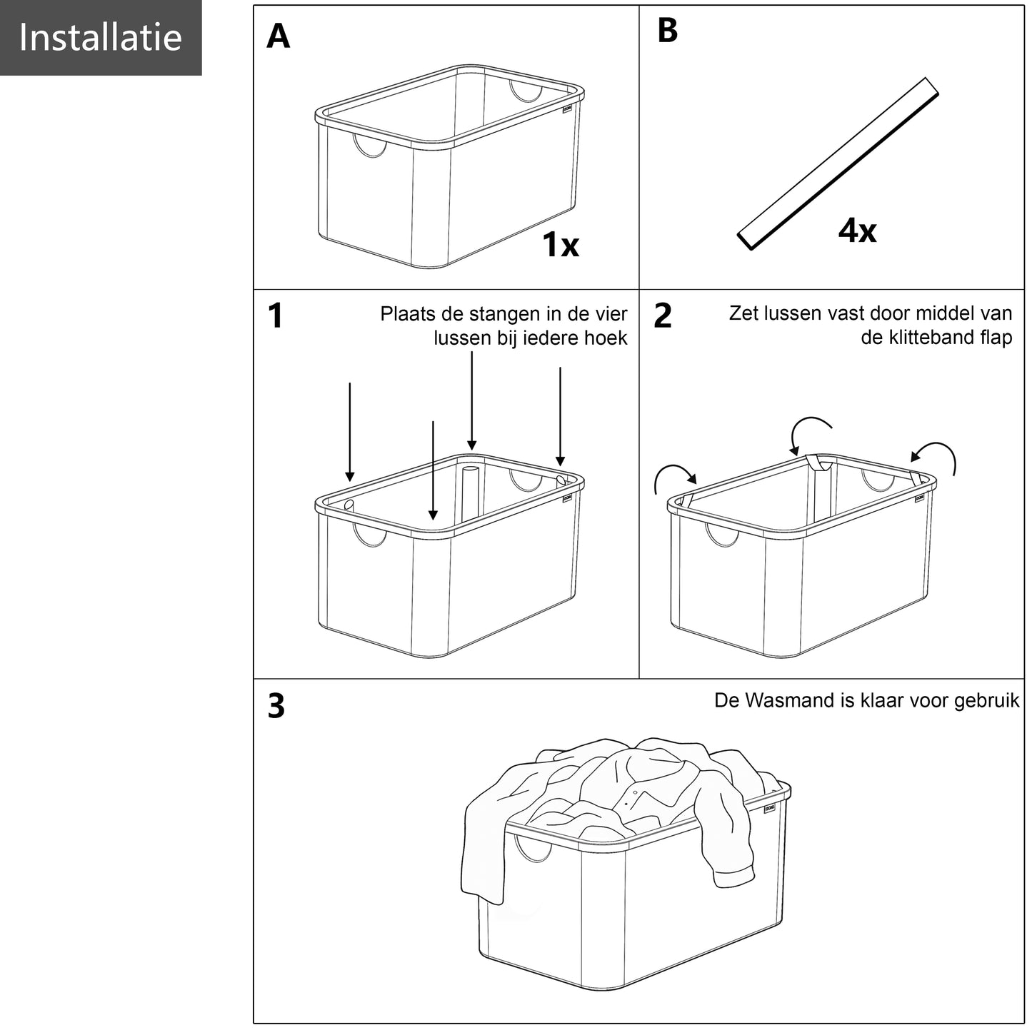 Wasmand opvouwbaar Olijfgroen 45L