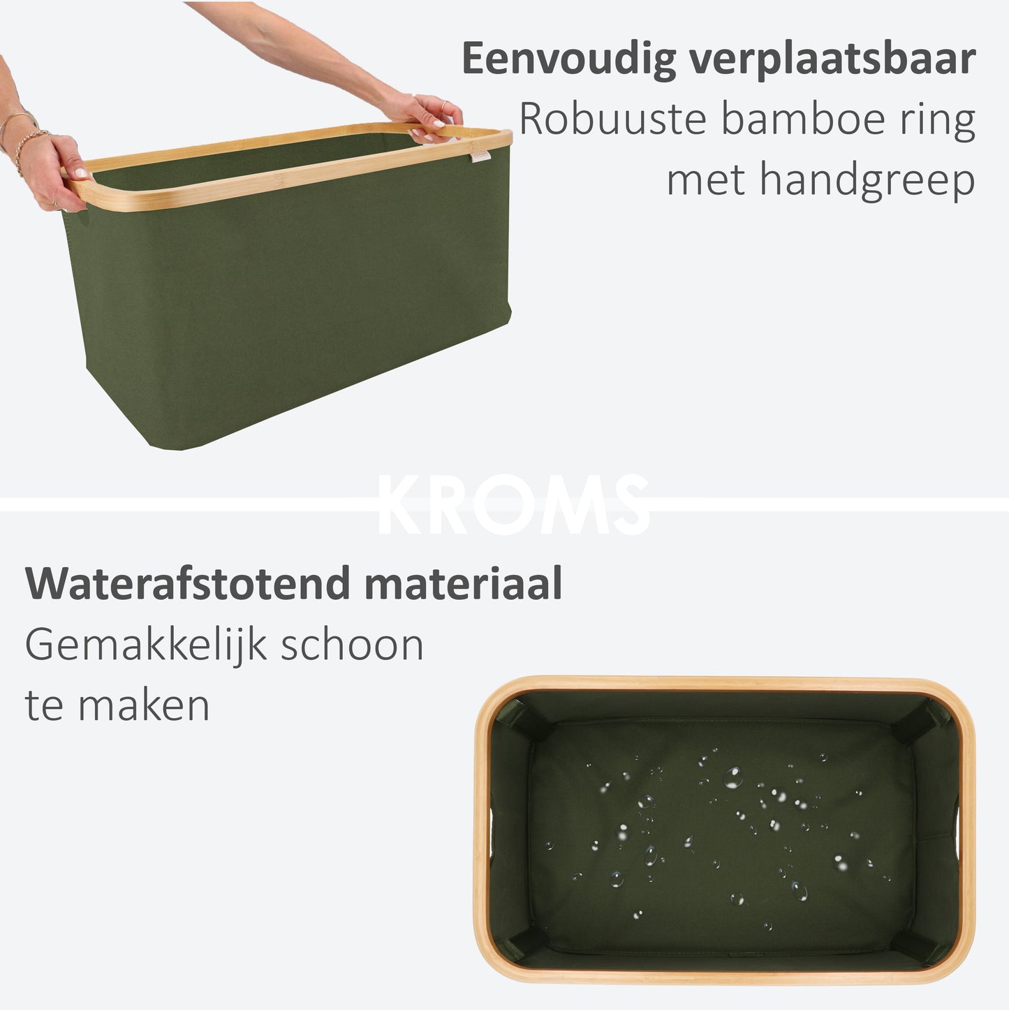 Wasmand opvouwbaar Olijfgroen 45L