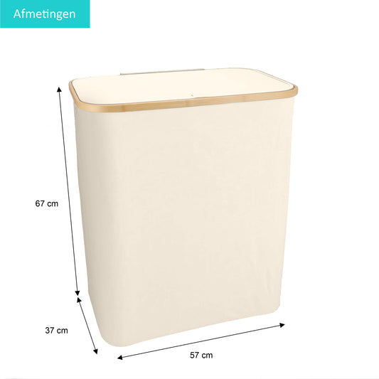 Wäschekorb Bambus 3 Fächer Beige 145L