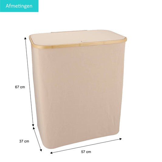 Wäschekorb Bambus 3 Fächer Sand 145L