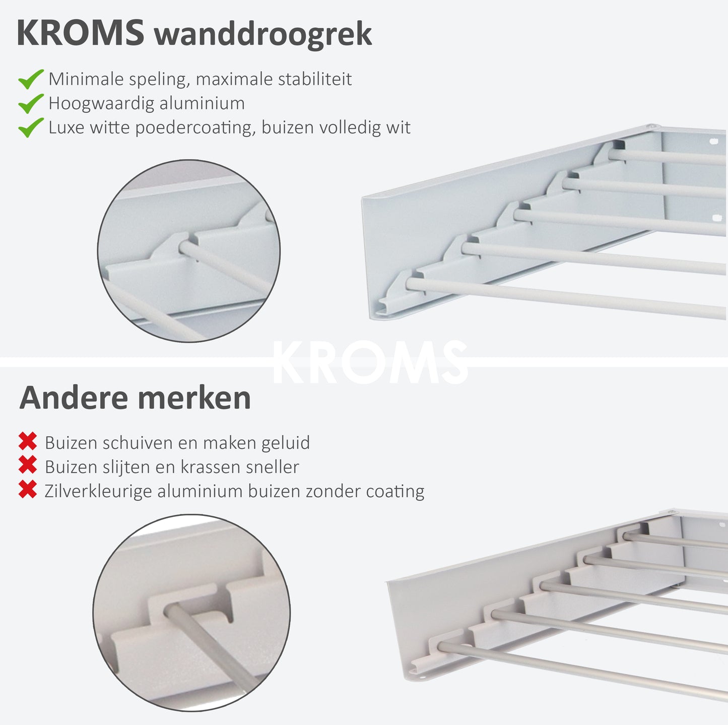 Wanddroogrek XXL Full Color Wit 120 cm