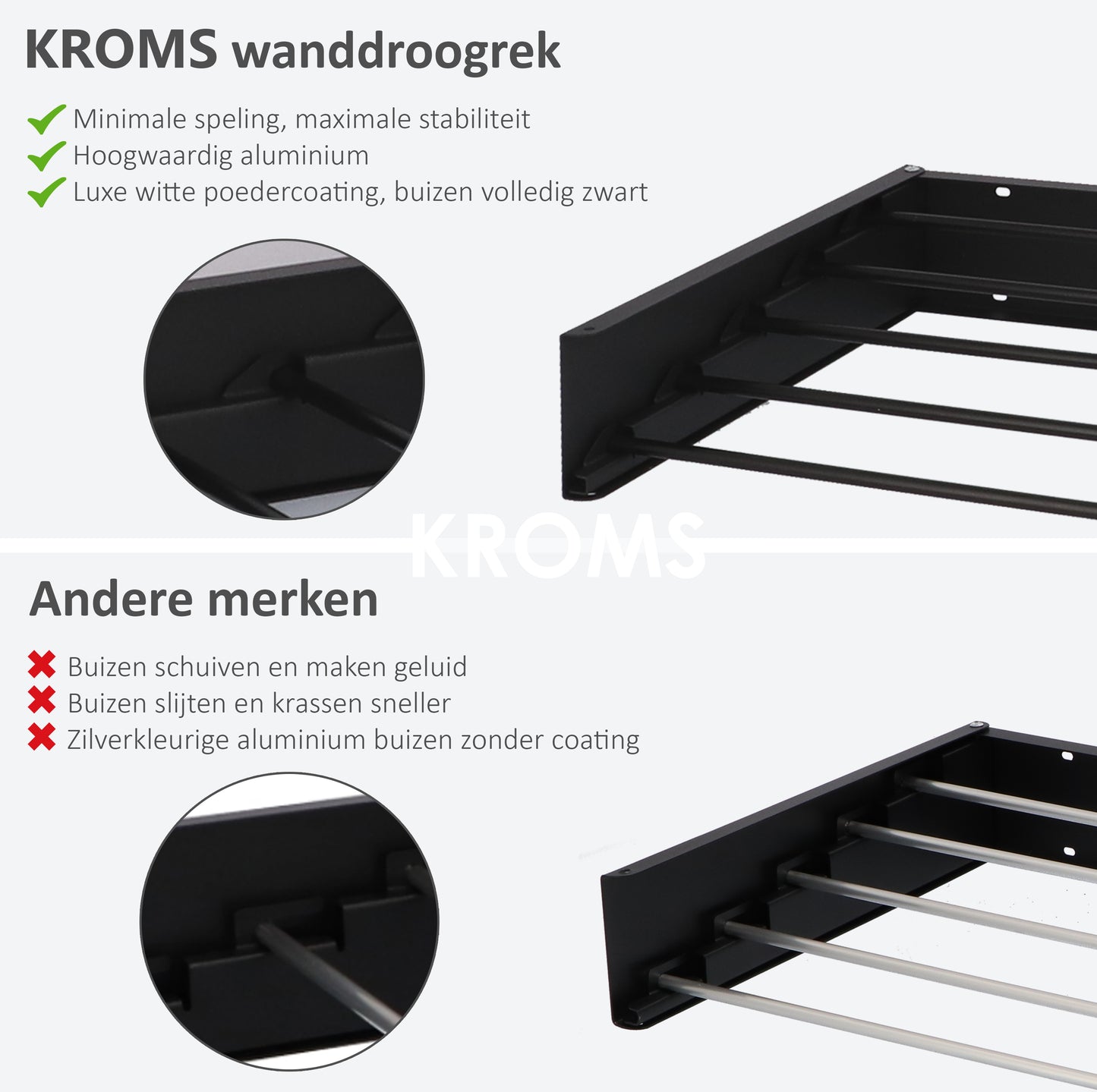 Wanddroogrek Full Color Zwart 80 cm