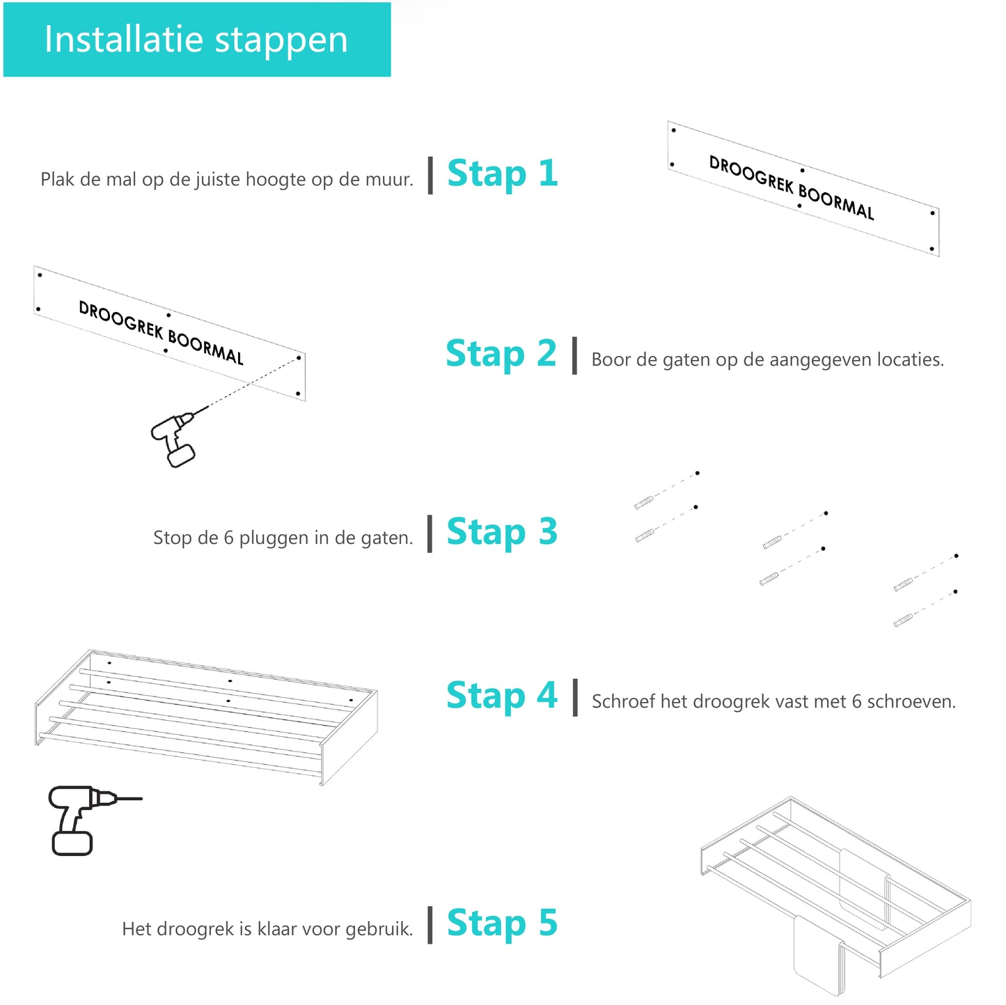 Wandwäscheständer XL Vollfarbe Weiß 100 cm